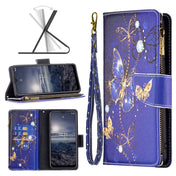 For Nokia G21 / G11 Colored Drawing Pattern Zipper Leather Phone Case(Purple Butterfly) Eurekaonline