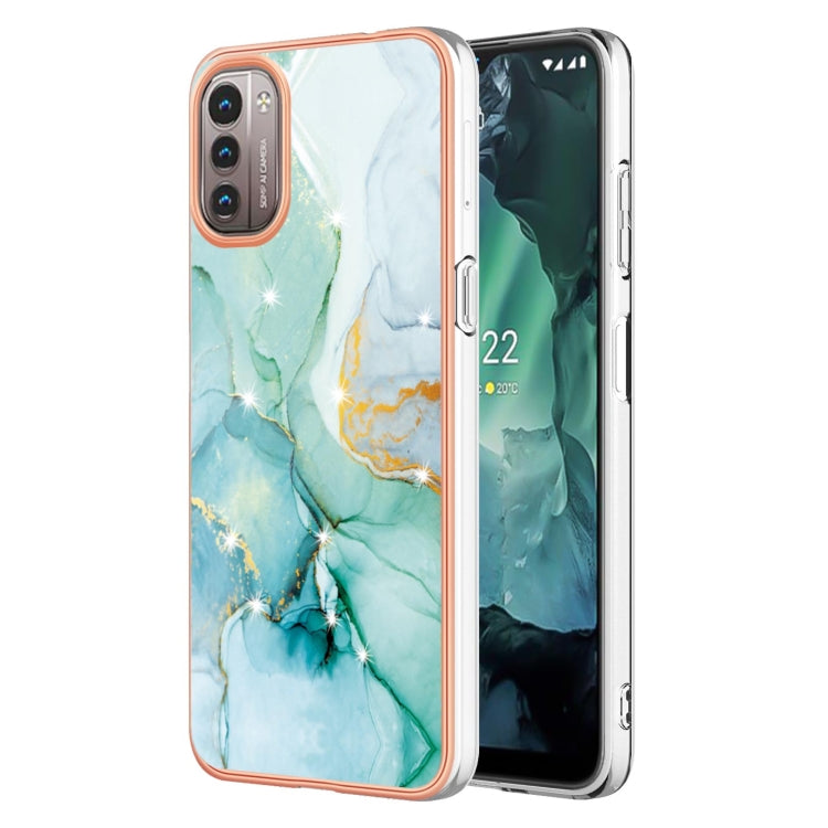  G11 Electroplating Marble Pattern Dual-side IMD TPU Phone Case(Green 003) Eurekaonline