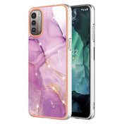 For Nokia G21 / G11 Electroplating Marble Pattern Dual-side IMD TPU Phone Case(Purple 001) Eurekaonline