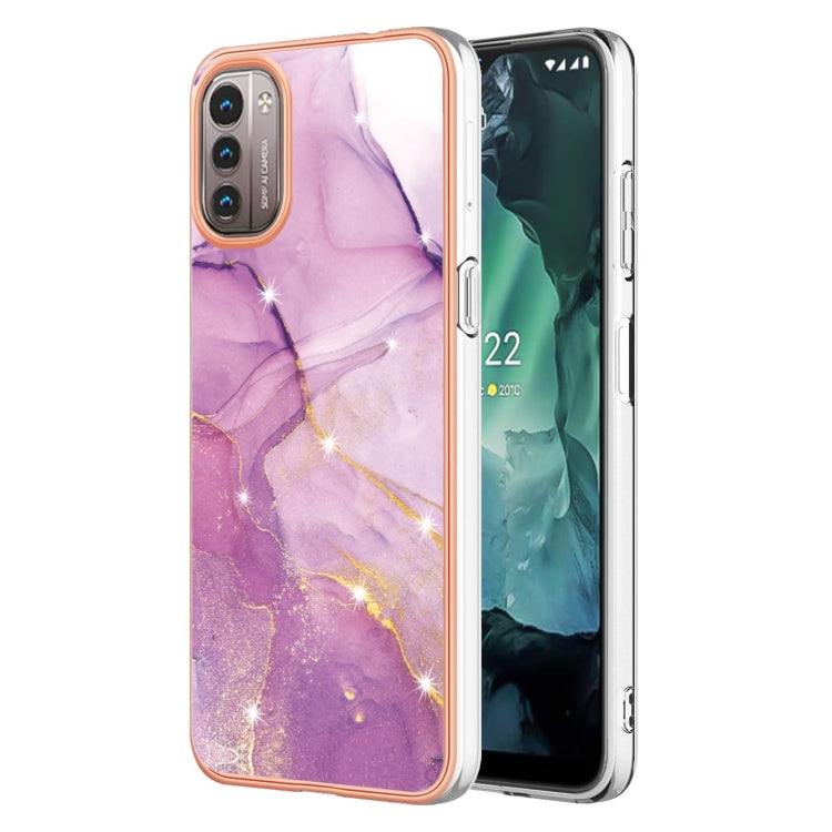  G11 Electroplating Marble Pattern Dual-side IMD TPU Phone Case(Purple 001) Eurekaonline