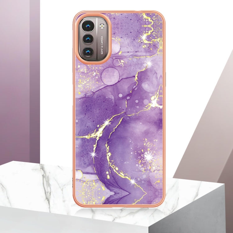  G11 Electroplating Marble Pattern Dual-side IMD TPU Phone Case(Purple 002) Eurekaonline