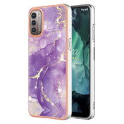 For Nokia G21 / G11 Electroplating Marble Pattern Dual-side IMD TPU Phone Case(Purple 002) Eurekaonline