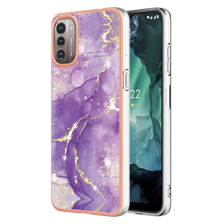  G11 Electroplating Marble Pattern Dual-side IMD TPU Phone Case(Purple 002) Eurekaonline