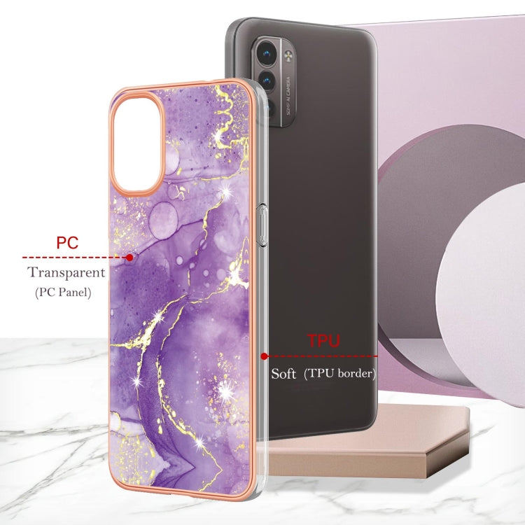 For Nokia G21 / G11 Electroplating Marble Pattern Dual-side IMD TPU Phone Case(Purple 002) Eurekaonline