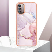 For Nokia G21 / G11 Electroplating Marble Pattern Dual-side IMD TPU Phone Case(Rose Gold 005) Eurekaonline