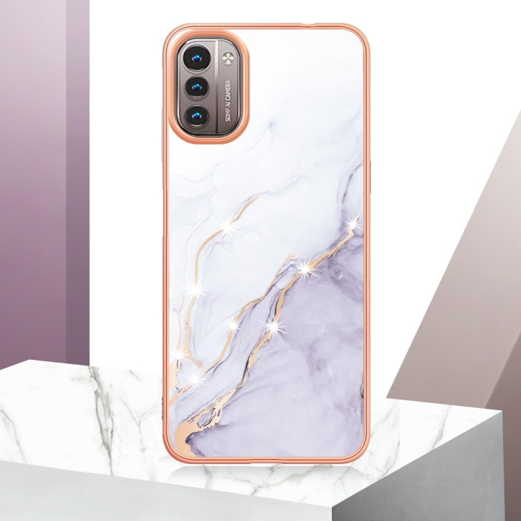  G11 Electroplating Marble Pattern Dual-side IMD TPU Phone Case(White 006) Eurekaonline