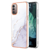 For Nokia G21 / G11 Electroplating Marble Pattern Dual-side IMD TPU Phone Case(White 006) Eurekaonline