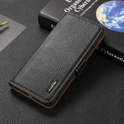 For Nokia G300 KHAZNEH Side-Magnetic Litchi Genuine Leather RFID Phone Case(Black) Eurekaonline