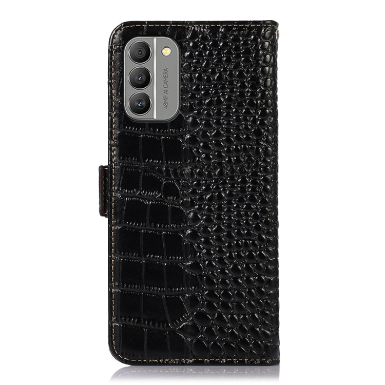 For Nokia G400 Crocodile Top Layer Cowhide Leather Phone Case(Black) Eurekaonline