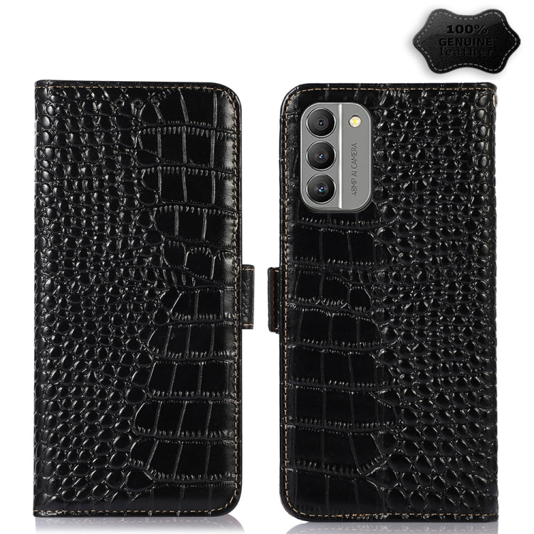 For Nokia G400 Crocodile Top Layer Cowhide Leather Phone Case(Black) Eurekaonline
