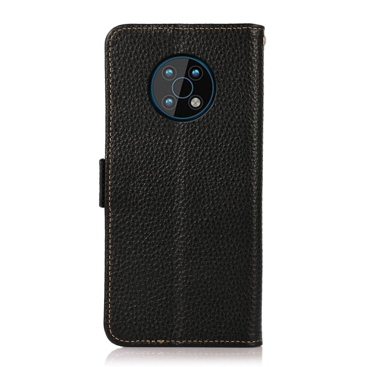 For Nokia G50 KHAZNEH Side-Magnetic Litchi Genuine Leather RFID Phone Case(Black) Eurekaonline