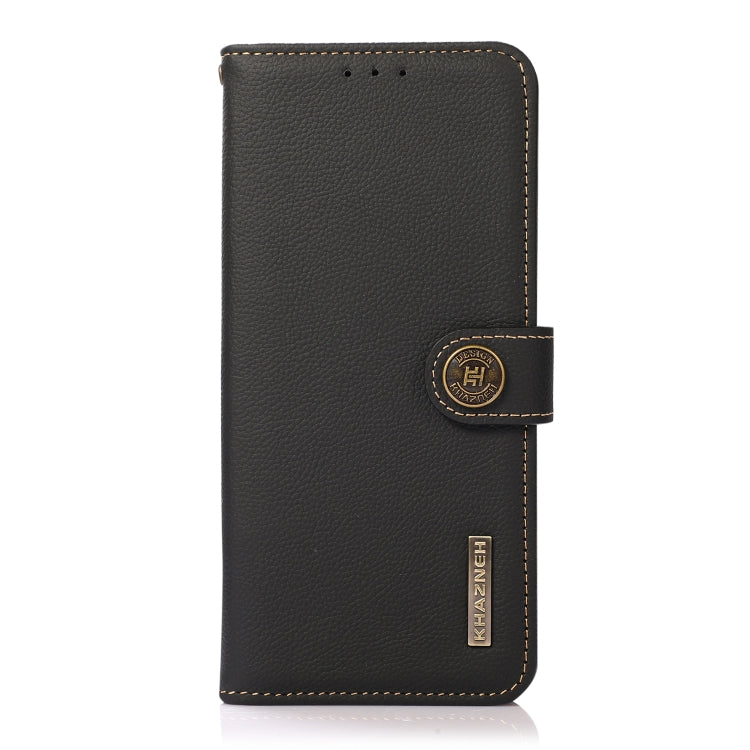 For Nokia G60 5G KHAZNEH Custer Genuine Leather RFID Phone Case(Black) Eurekaonline