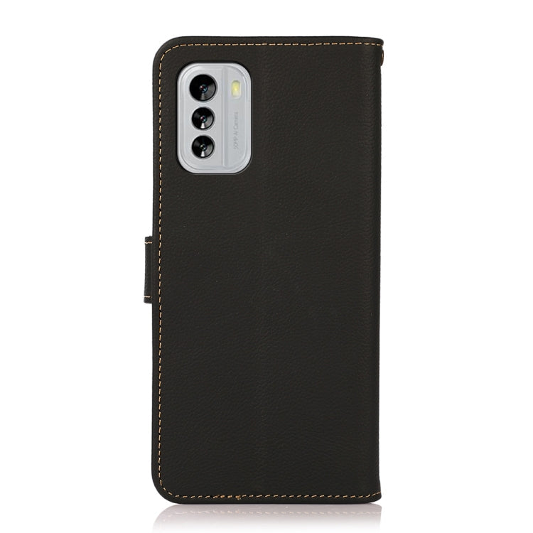 For Nokia G60 5G KHAZNEH Custer Genuine Leather RFID Phone Case(Black) Eurekaonline