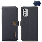 For Nokia G60 5G KHAZNEH Custer Genuine Leather RFID Phone Case(Blue) Eurekaonline