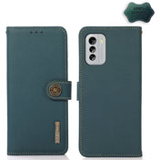 For Nokia G60 5G KHAZNEH Custer Genuine Leather RFID Phone Case(Green) Eurekaonline