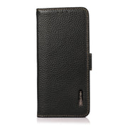 For Nokia G60 5G KHAZNEH Side-Magnetic Litchi Genuine Leather RFID Phone Case(Black) Eurekaonline