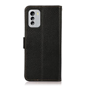 For Nokia G60 5G KHAZNEH Side-Magnetic Litchi Genuine Leather RFID Phone Case(Black) Eurekaonline