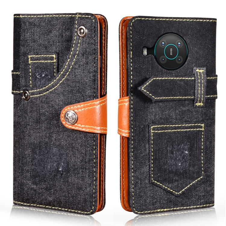 For Nokia X10 / X20 Denim Horizontal Flip Leather Case with Holder & Card Slot & Wallet(Black) Eurekaonline