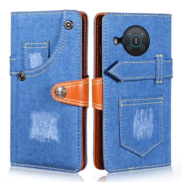 For Nokia X10 / X20 Denim Horizontal Flip Leather Case with Holder & Card Slot & Wallet(Dark Blue) Eurekaonline