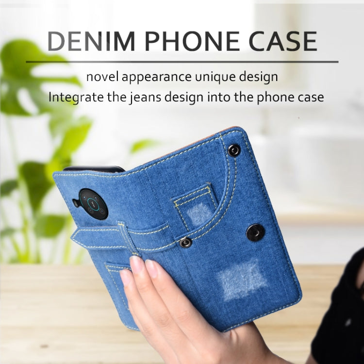 For Nokia X10 / X20 Denim Horizontal Flip Leather Case with Holder & Card Slot & Wallet(Dark Blue) Eurekaonline