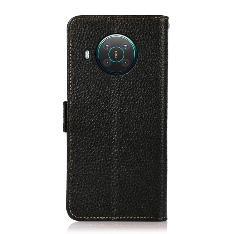 For Nokia X10 / X20 KHAZNEH Side-Magnetic Litchi Genuine Leather RFID Phone Case(Black) Eurekaonline