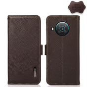 For Nokia X10 / X20 KHAZNEH Side-Magnetic Litchi Genuine Leather RFID Phone Case(Brown) Eurekaonline