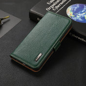 For Nokia X10 / X20 KHAZNEH Side-Magnetic Litchi Genuine Leather RFID Phone Case(Green) Eurekaonline