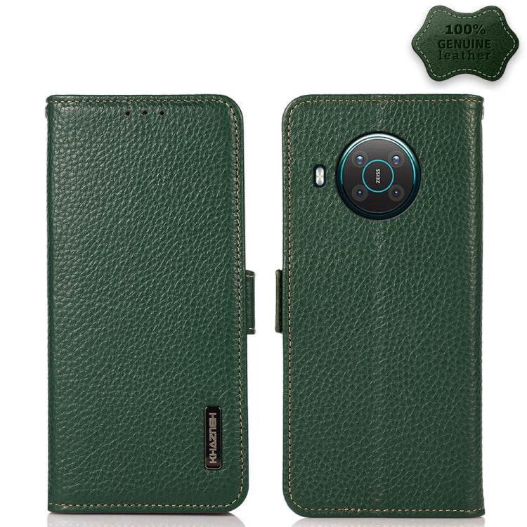  X20 KHAZNEH Side-Magnetic Litchi Genuine Leather RFID Phone Case(Green) Eurekaonline