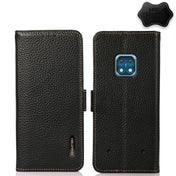 For Nokia XR20 KHAZNEH Side-Magnetic Litchi Genuine Leather RFID Phone Case(Black) Eurekaonline