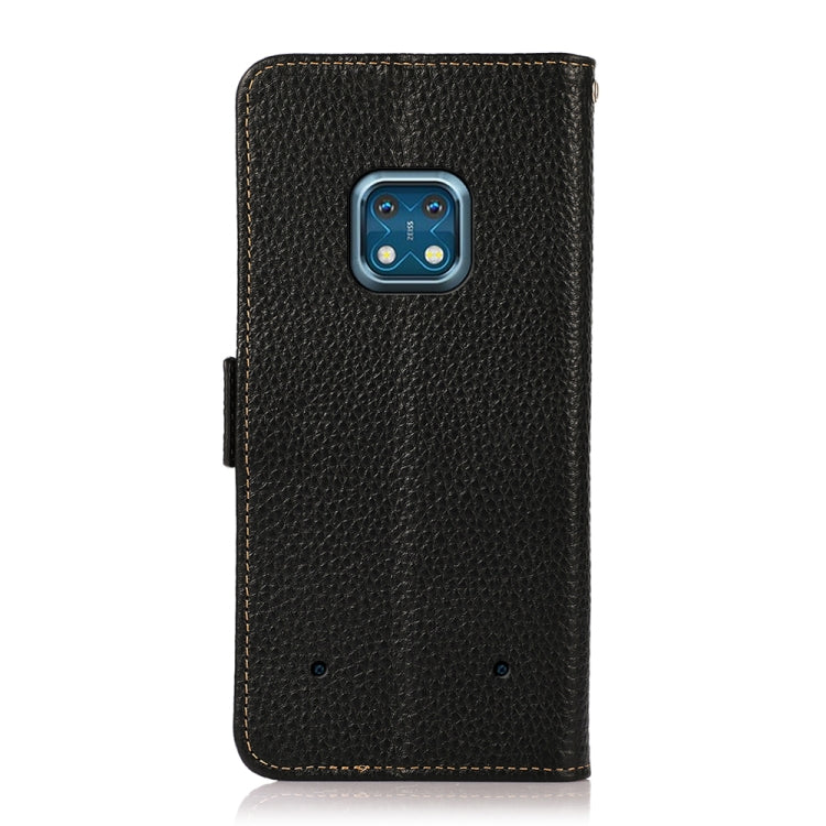 For Nokia XR20 KHAZNEH Side-Magnetic Litchi Genuine Leather RFID Phone Case(Black) Eurekaonline