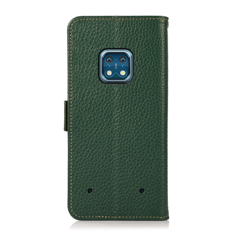 For Nokia XR20 KHAZNEH Side-Magnetic Litchi Genuine Leather RFID Phone Case(Green) Eurekaonline