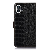 For Nothing Phone 1 Crocodile Top Layer Cowhide Leather Phone Case(Black) Eurekaonline