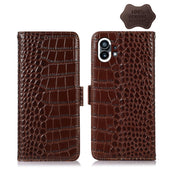 For Nothing Phone 1 Crocodile Top Layer Cowhide Leather Phone Case(Brown) Eurekaonline