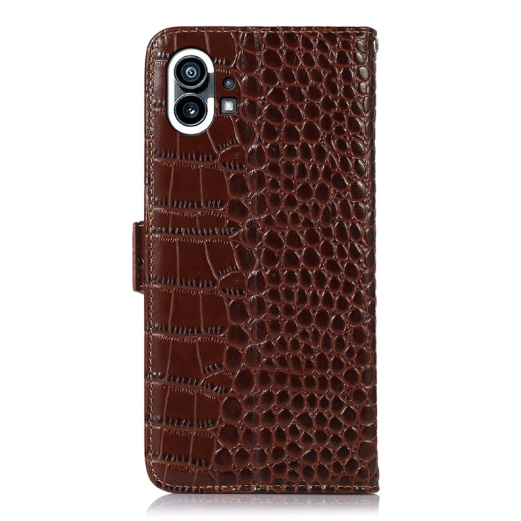 For Nothing Phone 1 Crocodile Top Layer Cowhide Leather Phone Case(Brown) Eurekaonline
