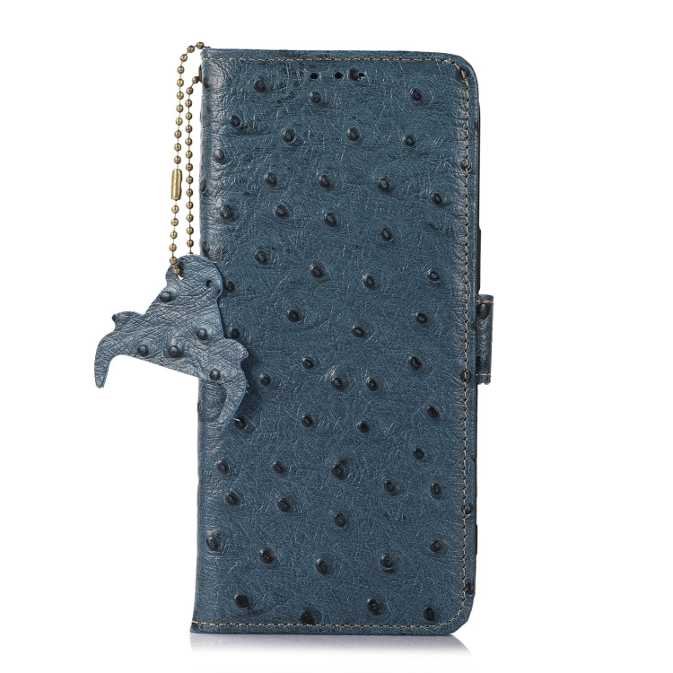 For OPPO A1 Pro 5G Ostrich Pattern Genuine Leather RFID Phone Case(Blue) Eurekaonline
