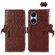 For OPPO A1 Pro 5G Ostrich Pattern Genuine Leather RFID Phone Case(Coffee) Eurekaonline