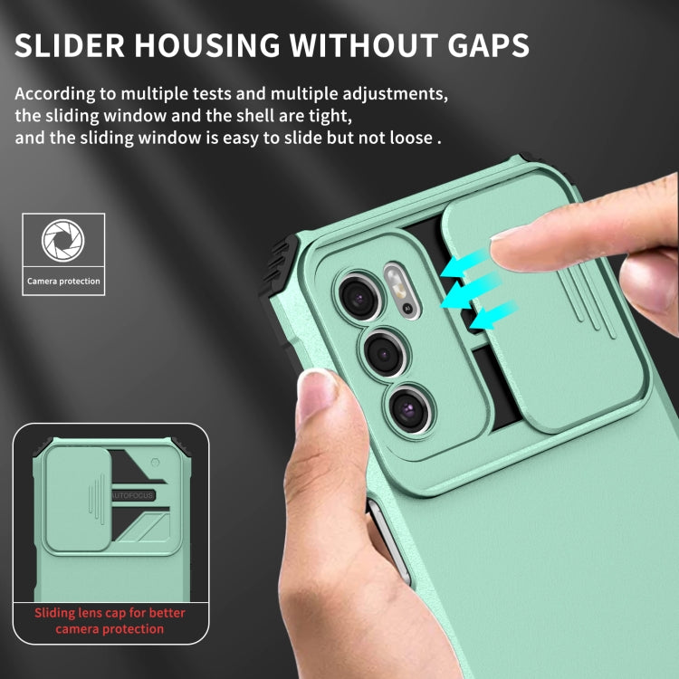 For OPPO A16 Stereoscopic Holder Sliding Camshield Phone Case(Light Blue) Eurekaonline