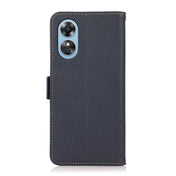 For OPPO A17 KHAZNEH Side-Magnetic Litchi Genuine Leather RFID Phone Case(Blue) Eurekaonline