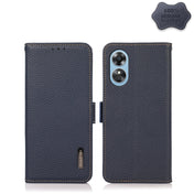 For OPPO A17 KHAZNEH Side-Magnetic Litchi Genuine Leather RFID Phone Case(Blue) Eurekaonline