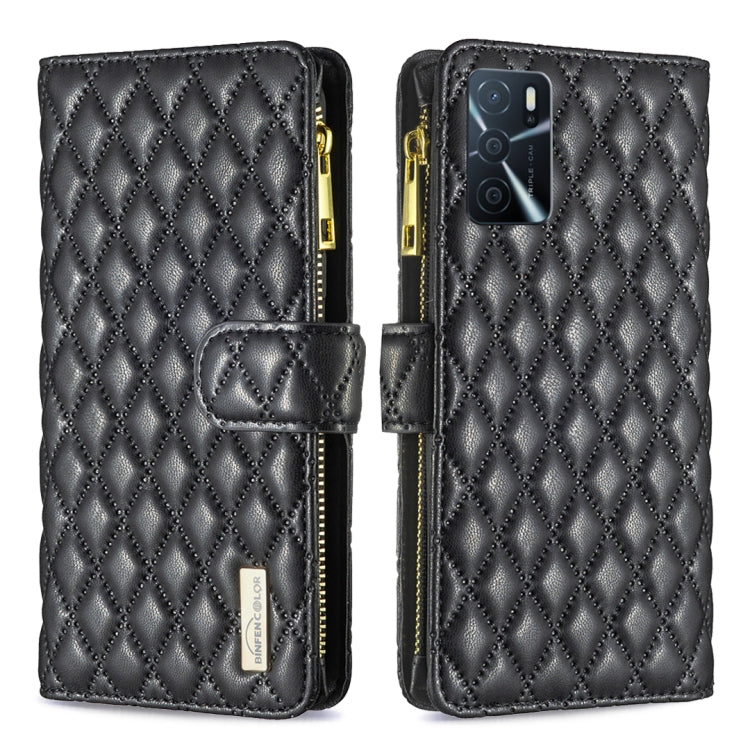  A16 Diamond Lattice Zipper Wallet Leather Flip Phone Case(Black) Eurekaonline