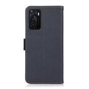 For OPPO A55s 5G JP Version KHAZNEH Side-Magnetic Litchi Genuine Leather RFID Case(Blue) Eurekaonline