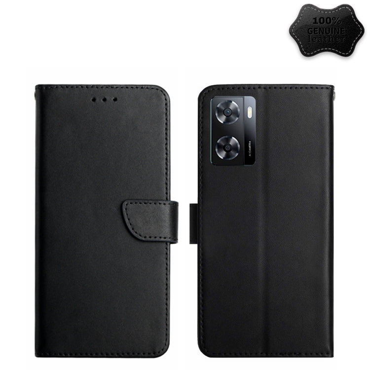 Realme V23 Genuine Leather Fingerprint-proof Horizontal Flip Phone Case(Black) Eurekaonline