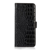 For OPPO A58 Crocodile Top Layer Cowhide Leather Phone Case(Black) Eurekaonline