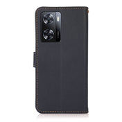 For OPPO A77 4G JP Version/A57 4G KHAZNEH Custer Genuine Leather RFID Phone Case(Blue) Eurekaonline