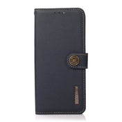 For OPPO A77 4G JP Version/A57 4G KHAZNEH Custer Genuine Leather RFID Phone Case(Blue) Eurekaonline