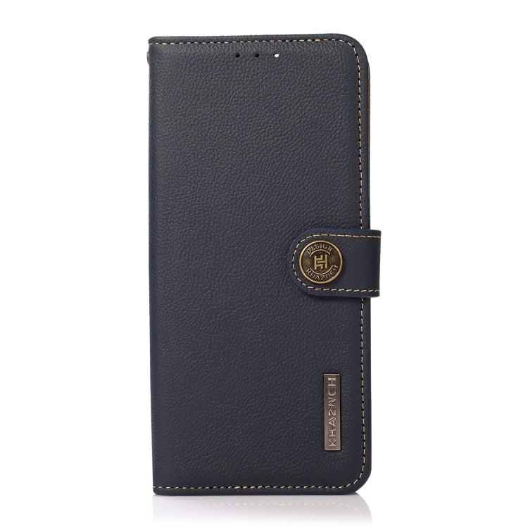 A57 4G KHAZNEH Custer Genuine Leather RFID Phone Case(Blue) Eurekaonline