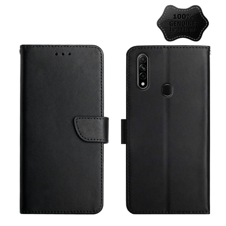 For OPPO A8 Genuine Leather Fingerprint-proof Horizontal Flip Phone Case(Black) Eurekaonline