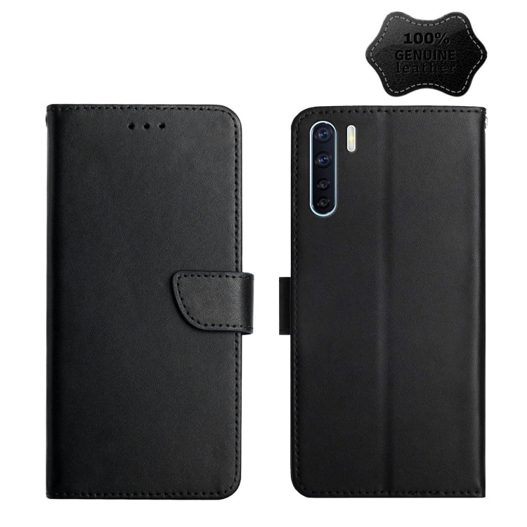 For OPPO A91 Genuine Leather Fingerprint-proof Horizontal Flip Phone Case(Black) Eurekaonline