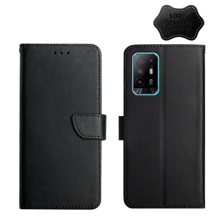 For OPPO A94 5G Genuine Leather Fingerprint-proof Horizontal Flip Phone Case(Black) Eurekaonline