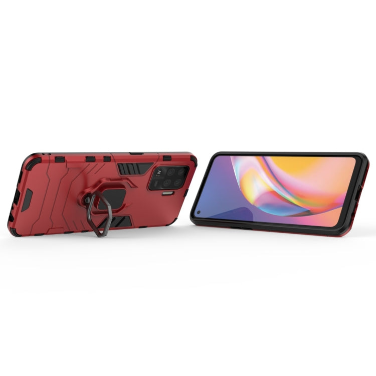 For OPPO A94 Shockproof PC + TPU Protective Case with Magnetic Ring Holder(Red) Eurekaonline